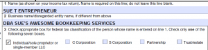 IRS form W9 sole proprietor name sample